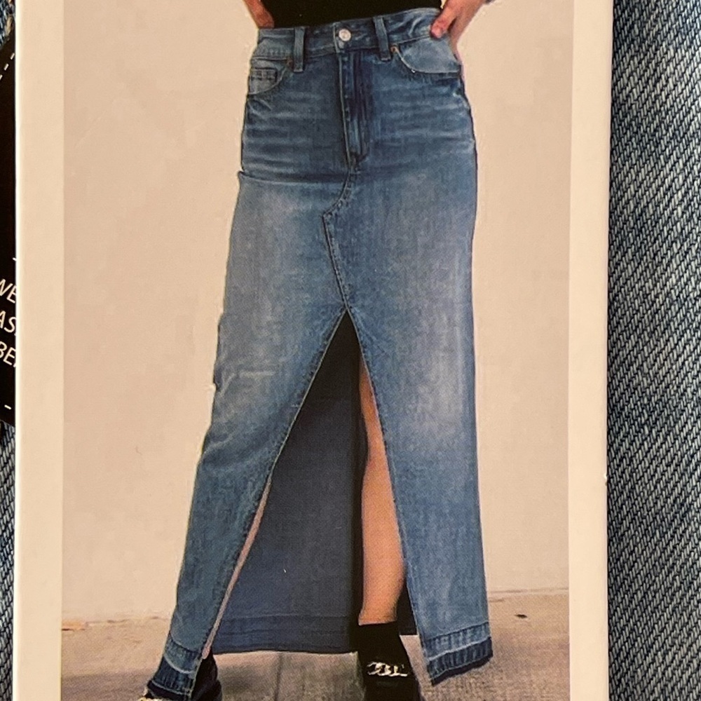 Rewash high slit maxi skirt denim jean released hem size 9/29 trendy western NWT